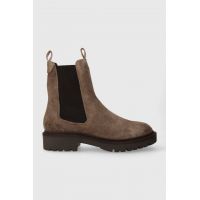 Gant botine din piele intoarsa Kelliin femei, culoarea bej, cu toc plat, 27553349.G24