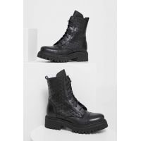 Answear Lab bocanci de piele femei, culoarea negru, cu platforma, izolare usoara