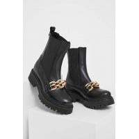 Answear Lab ghete chelsea de piele femei, culoarea negru, cu platforma, izolare usoara
