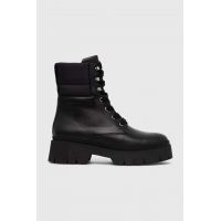HUGO bocanci de piele Kris femei, culoarea negru, cu platforma, izolare usoara, 50504680