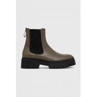 HUGO ghete chelsea de piele Kris femei, culoarea verde, cu platforma, 50494677