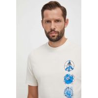 adidas tricou din bumbac barbati, culoarea bej, cu imprimeu