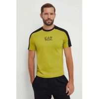 EA7 Emporio Armani tricou din bumbac barbati, culoarea verde, modelator