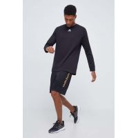 adidas longsleeve din bumbac culoarea negru, neted