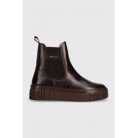 Gant ghete chelsea de piele Snowmont femei, culoarea maro, cu platforma, izolare usoara, 27551372.G46
