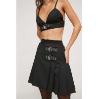 Moschino Jeans fusta din amestec de lana culoarea negru, mini, evazati