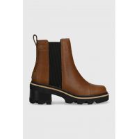 Sorel ghete chelsea de piele JOAN NOW CHELSEA femei, culoarea maro, cu toc drept, 2048451