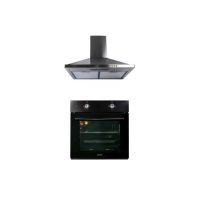 Pachet cuptor incorporabil (1857) , capacitate 51L , electric , negru - hota incorporabila decorativa inox, 63 cm (1925) / SET 30046 Engros