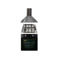 Pachet cuptor incorporabil, 1857, capacitate 51L, electric, negru, plita incorporabila inox 0027, 60x50x15cm gaz butelie sau gaz natural, duze de schimb incluse, aprindere electrica, hota incorporabila decorativa inox, 63 cm, 1925 / SET 30049 Engros