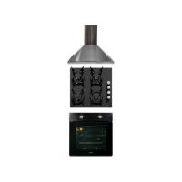 Pachet cuptor incorporabil 1857, capacitate 51L, electric, negru, plita incorporabila sticla, 65x60x15 cm, gaz butelie sau gaz natural, duze de schimb incluse, aprindere electrica 0058, hota incorporabila decorativa inox, 63 cm 1925 / SET 30048 Engros