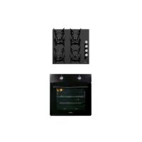 Pachet cuptor incorporabil 1857, capacitate 51L, electric, negru, plita incorporabila sticla, 65x60x15 cm, gaz butelie sau gaz natural, duze de schimb incluse, aprindere electrica 0058 / SET 30047 Engros