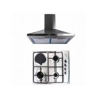 Pachet plita incorporabila (1918), 60x50x6 cm, gaz butelie sau gaz natural (duze de schimb incluse), hota incorporabila decorativa inox, 63 cm (1925) / SET 30039 Engros