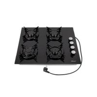 Plita incorporabila, gaz GPL sau natural cu 4 ochiuri, aprindere electrica, sticla, negru / ZLN 0058 Engros