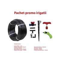 Set irigare + furtun picurare, 16mm, distanta intre picuratori 50 cm 4l/h rola 100m / SET 30055 Engros