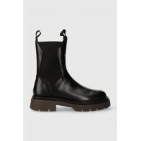 Gant ghete chelsea de piele Meghany femei, culoarea negru, cu toc plat, 27551402.G030