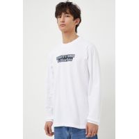 G-Star Raw longsleeve din bumbac culoarea alb, cu imprimeu