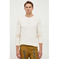 G-Star Raw longsleeve din bumbac culoarea bej, neted