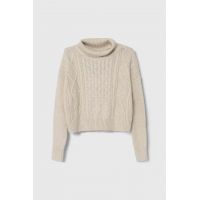 Abercrombie & Fitch pulover copii culoarea bej, călduros