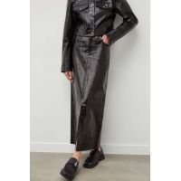 Gestuz fustă de piele culoarea negru, maxi, creion 10908596