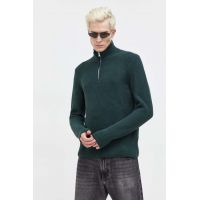 Abercrombie & Fitch pulover barbati, culoarea verde, cu turtleneck