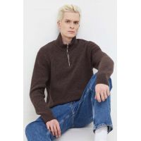 Abercrombie & Fitch pulover barbati, culoarea maro, cu turtleneck