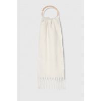 Abercrombie & Fitch fular femei, culoarea alb, neted