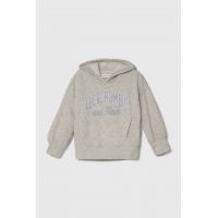 Abercrombie & Fitch bluza copii culoarea gri, cu glugă, cu imprimeu