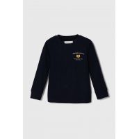Abercrombie & Fitch longsleeve copii culoarea albastru marin, cu imprimeu