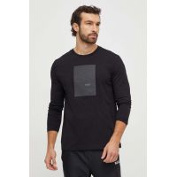 BOSS Green longsleeve din bumbac culoarea negru, cu imprimeu 50506346