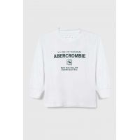 Abercrombie & Fitch longsleeve copii culoarea alb, cu imprimeu