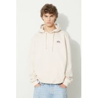 Alpha Industries bluză Basic Hoody Small Logo bărbați, culoarea alb, cu glugă, cu imprimeu 196318.578-white