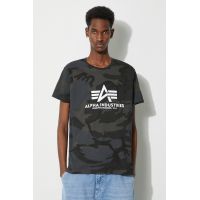 Alpha Industries tricou din bumbac Basic T-Shirt Camo culoarea verde, cu model 100501C.125-green