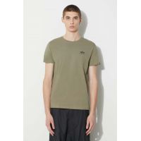 Alpha Industries tricou din bumbac Basic T Small Logo culoarea verde, uni 188505.11-green
