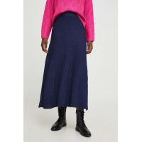 Answear Lab fusta culoarea albastru marin, midi, evazati
