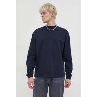 HUGO longsleeve din bumbac culoarea bleumarin, uni 50511029