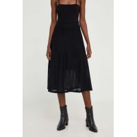 Answear Lab fusta din amestec de lana culoarea negru, midi, evazati