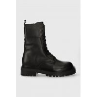 Marc O'Polo bocanci de piele femei, culoarea negru, cu toc plat, 30817216301134 MM2M3025