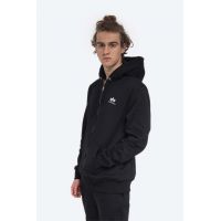Alpha Industries bluză Basic Zip Hoody SL bărbați, culoarea negru, cu glugă, cu imprimeu 118342.03-black