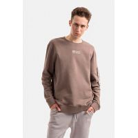 Alpha Industries hanorac de bumbac bărbați, culoarea maro, cu imprimeu 118316.628-brown
