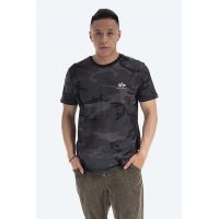 Alpha Industries tricou din bumbac Basic Basic T Small Logo Camo culoarea negru, cu model 188505C.125-black