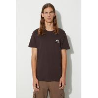 Alpha Industries tricou din bumbac Basic T Small Logo culoarea maro, uni 188505.696