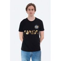 Alpha Industries tricou din bumbac NASA Reflective T culoarea negru, cu imprimeu 178501.365-black