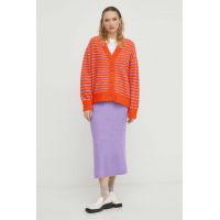 American Vintage fusta de lana culoarea violet, midi, drept
