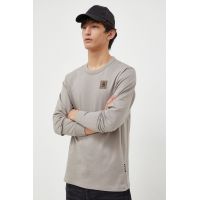 G-Star Raw longsleeve din bumbac culoarea gri, neted