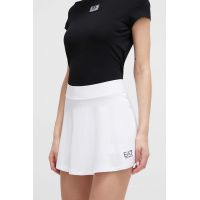 EA7 Emporio Armani fusta culoarea alb, mini, evazati