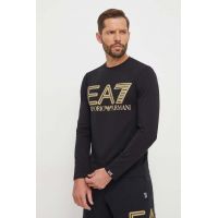 EA7 Emporio Armani longsleeve barbati, culoarea negru, cu imprimeu