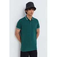 Hollister Co. tricou polo barbati, culoarea verde, neted
