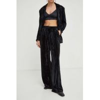 2NDDAY pantaloni de catifea culoarea negru, croială dreaptă, talie înaltă