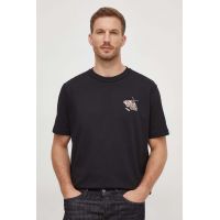 BOSS Orange tricou din bumbac bărbați, culoarea negru, cu imprimeu 50509904