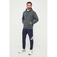 adidas bluză bărbați, culoarea verde, cu glugă, uni IX3959